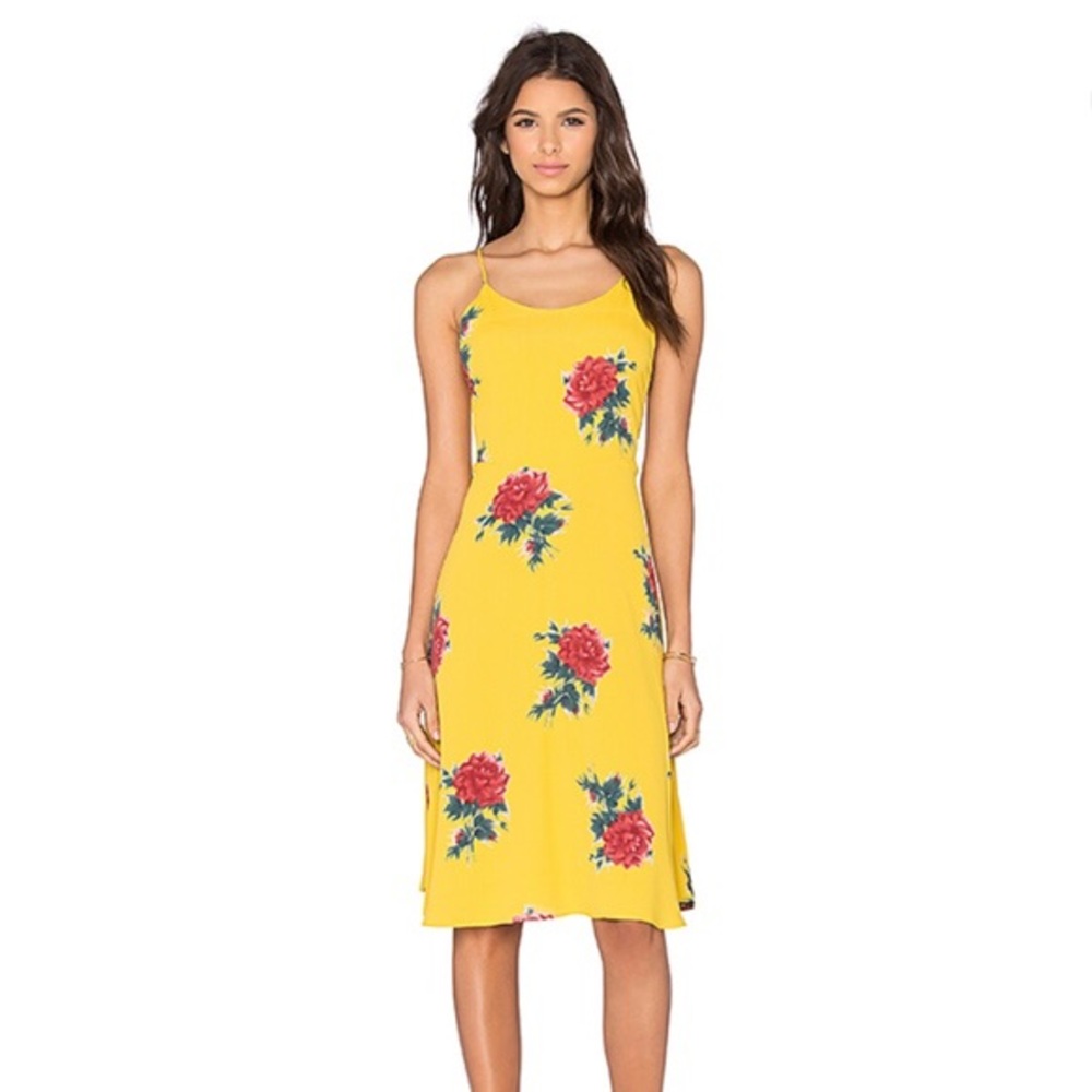 Privacy Please Yellow Midi dress - cut out back!
